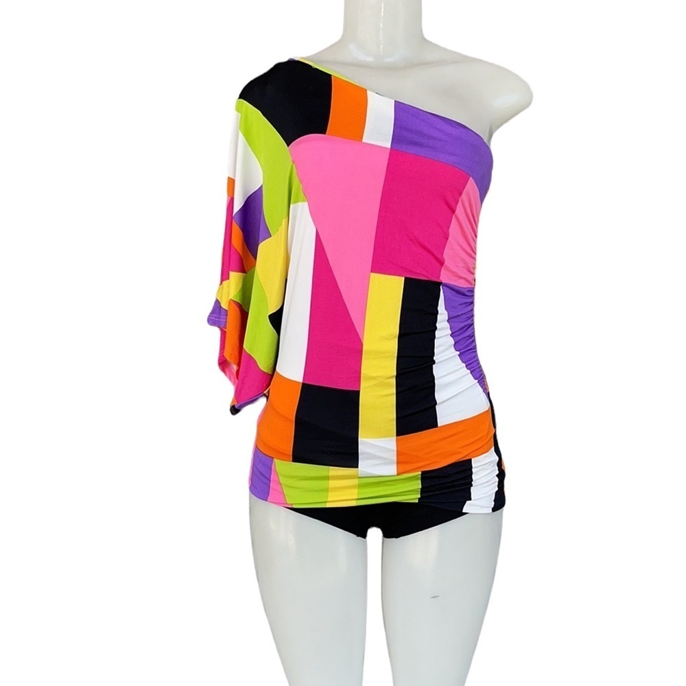 Topia Multi Color One Shoulder Top Size M
